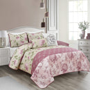 2 of 2:Hydrangea Floral Oversized 5 Piece Reversible Wrinkle-Free Quilt Set 