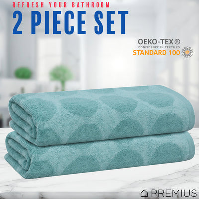 37 of 42:PREMIUS 2 Pack Circles 100% Cotton Yarn Dyed Bath Sheet Towel, 32x64 Inches 
