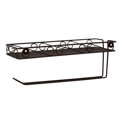 1 of 10:Porte-essuie-tout mural avec panier Home Basics Scroll Collection, bronze 