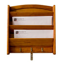 2 of 4:3-Tier Pine Letter Rack With Key Hooks - Natural 