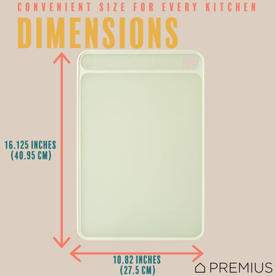 7 of 7:PREMIUS Reversible Non-Slip Cutting Board with Grater, Green, Large, 10.82x16.12 Inches 