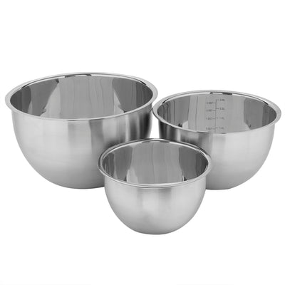 1 of 4:Home Basics 3 Piece Stainless Steel Nesting Mixing Bowls with Rubber Bottoms 