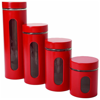 1 of 5:Anchor Hocking Palladian Window Cylinder Jars, Mixed Sizes, Cherry, Set of 4 