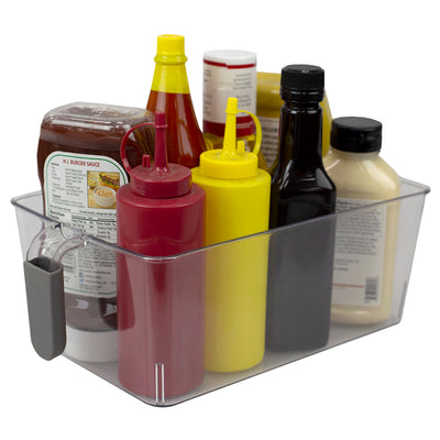 1 of 6:Grand bac de rangement coulissant en plastique Home Basics avec poignée souple, transparent 