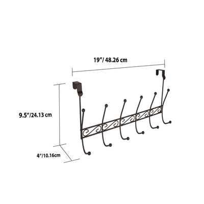 6 of 8:Home Basics 6 Hook Over Door Hook Rack, Scroll, 19.5x5x9.75 Inches 
