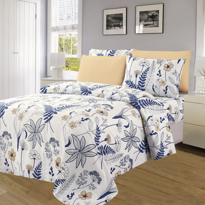 2 of 4:Essentials Bright 4 & 6 Piece Printed Wrinkle-Free Sheet Set, Stencil Flower 