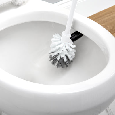 4 of 4:Bath Bliss Self Closing Lid Toilet Brush with Rim Scrubber in Sailor Knot Design 