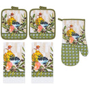 46 of 61:PREMIUS 5 Piece Printed Kitchen Linen Set, 2 Cotton Towels, 2 Pot Holders, 1 Oven Mitt 