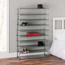 6 of 7:Home Basics 50 Pair Non-Woven Multi-Purpose Stackable Free-Standing Shoe Rack, Grey 