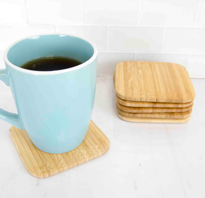 1 of 5:Home Basics 4 Bamboo Coaster Set, (Pack of 6), Natural 