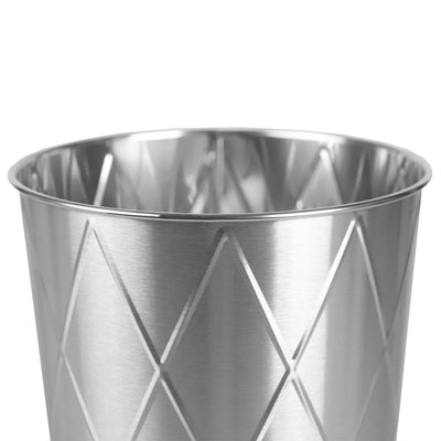 3 of 4:Home Basics Diamond Open Top 8 Lt Stainless Steel Waste Bin, (9.5