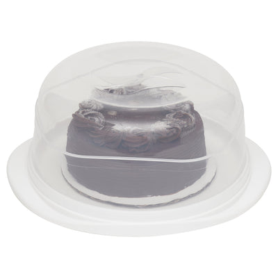1 of 3:Home Basics Cake Keeper with Lid, White-Clear, 10x12x5.5 Inches 
