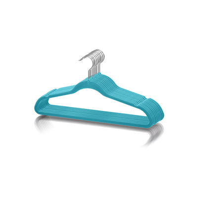 2 of 3:Home Basics 10 Piece Velvet Hanger, Turquoise 