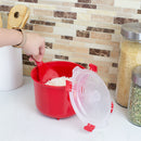 4 of 5:Home Basics Plastic Microwave Rice Cooker, Red 