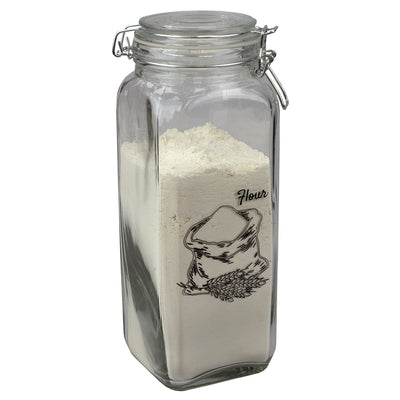 3 of 5:Bocal en verre Home Basics Ludlow de 2,00 m³ avec fermoir en métal, transparent 