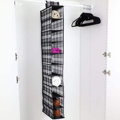 4 of 4:Home Basics Plaid 10 Shelf Non-Woven Hanging Shelf Organizer, Black 