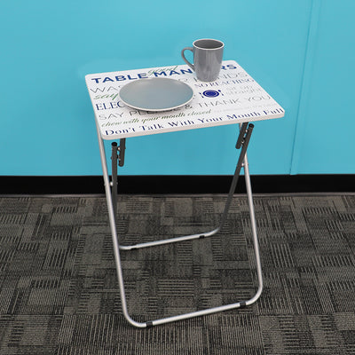 4 of 4:Home Basics Mind your Manners Multi-Purpose Foldable TV Tray Table, White 