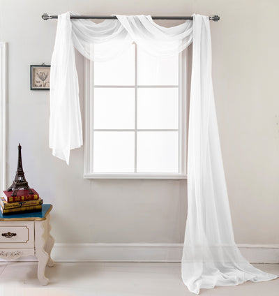 17 of 18:Celine Elegant Sheer Voile Window Scarf, 55x216 Inches 