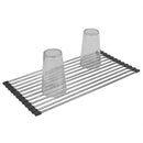 1 of 6:Égouttoir à vaisselle flexible multi-usages Home Basics en silicone et acier inoxydable, gris 
