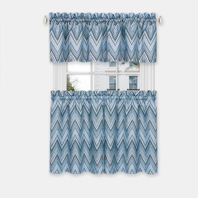 1 of 4:Avery Window Curtain Tier Pair and Valance Set - 58x24 - Ice Blue 