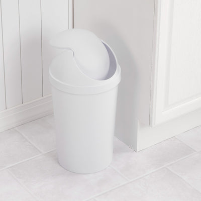 3 of 3:Sterilite Round SwingTop Wastebasket, White, 3 Gallon 