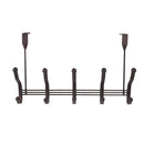 3 of 5:Home Basics 5 Dual Hook Over the Door Steel Organizing Rack, Bronze 