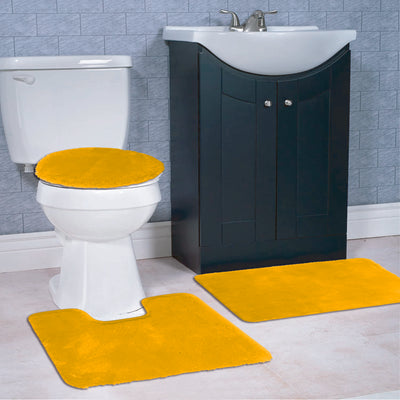 1 of 9:Imperial 3-Piece Plush Non-Slip Bath Rug Set 