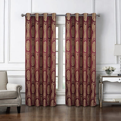 1 of 4:Jensen Damask Lurex Grommets Window Panel, 54x84 Inches 