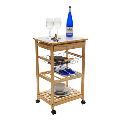 2 of 4:Neu Home Rolling Kitchen Cart with Ceramic Countertop 