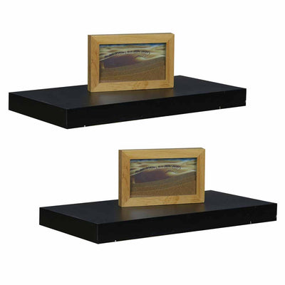 1 of 1:Home Basics - Juego de 2 estantes flotantes, color negro, 18.0 x 9.0 x 1.5 in 