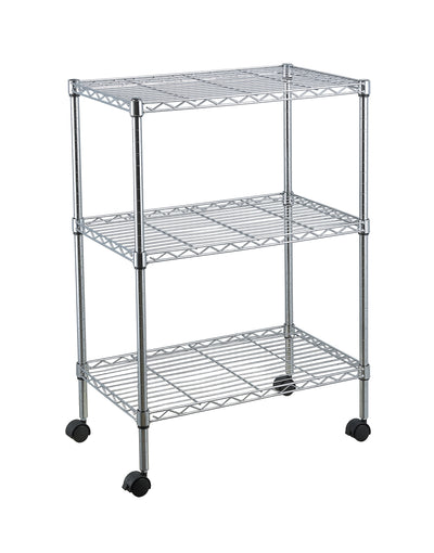 1 of 3:Home Basics 3 Tier Wire Shelf Rack with Wheels, Chrome 