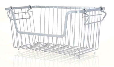 1 of 3:Home Basics Cesta de almacenamiento pequeña de alambre de acero con recubrimiento en polvo, gris 