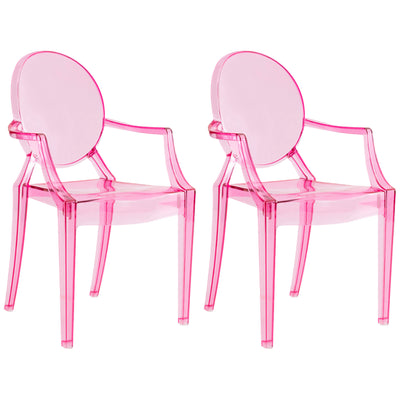 14 of 23:JOON 2 Pack Kids Ghost Chairs with Armrest, 25x13x14.5 Inches, Transparent 