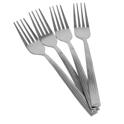 1 of 5:Home Basics 4 Piece Eternity Mirror Finish Stainless Steel Cutlery Dinner Fork, Silver 