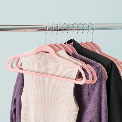 2 of 2:Home Basics 10 Piece Velvet Hanger, Pink 