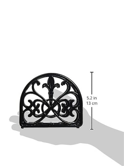2 of 7:Home Basics Fleur De Lis - Servilletero de hierro fundido, color negro, 5.5 x 2.25 pulgadas 