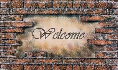 1 of 1:Welcome Bricks Outdoor Rubber Entrance Mat 18 in. x 30 in. 