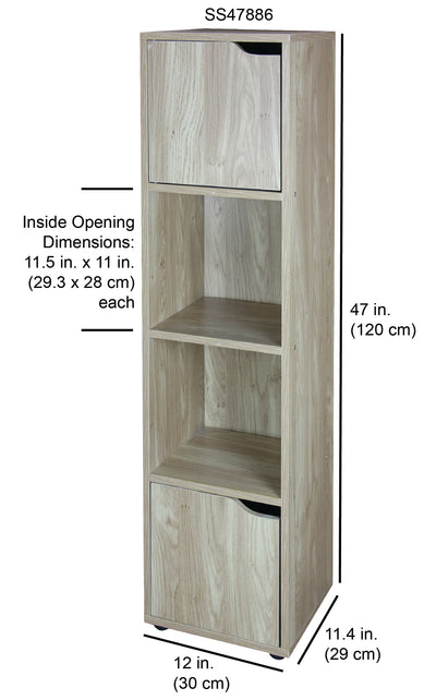 3 of 3:Home Basics 4 Cube Wood Storage Shelf with Doors, Natural 