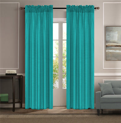 12 of 17:Melanie Faux Silk Rod Pocket Window Panel, 55x84 Inches 