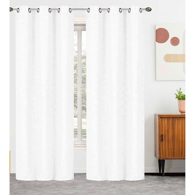 9 of 10:Serbia 2-Pack Room Darkening Embossed Leaf Grommet Window Panel, 76x84 Inches 