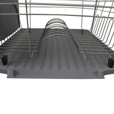 7 of 9:Home Basics Contempo 3 Piece Dish Rack, Gray, 18x13.75x6.5 Inches 