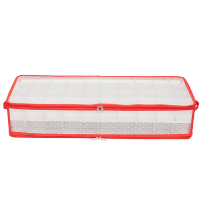 3 of 4:Home Basics Caja de almacenamiento opaca con cremallera para adornos navideños de lunares 