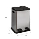 3 of 4:Neu Home 2 Compartment 40 Liter Step-On Recycling Bin in Stainless Steel 