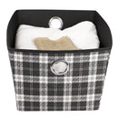2 of 4:Grand bac de rangement ouvert non tissé Home Basics Plaid avec poignées à œillets, noir 