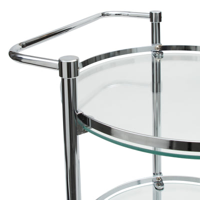 4 of 4:Neu Home Circular Tempered Glass Rolling Serving Cart 
