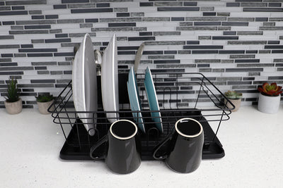 4 of 6:Home Basics Contempo 3 Piece Dish Rack, Black 