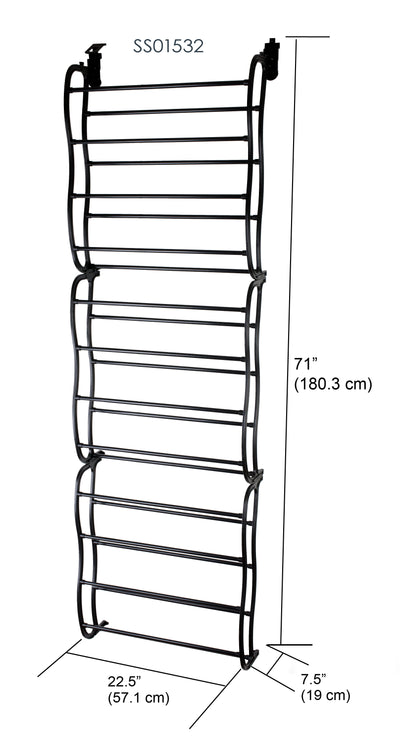 4 of 4:Home Basics 36 Pair Over the Door Steel Shoe Rack, Black 