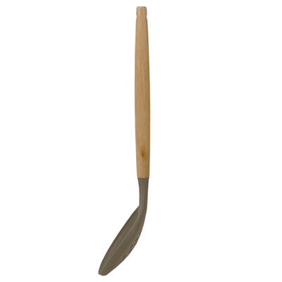 3 of 4:Home Basics Karina High-Heat Resistance Non-Stick Safe Silicone Skimmer with  Easy Grip Beech Handle, Grey 