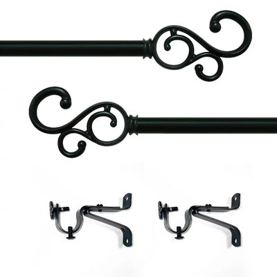 12 of 12:Buono II Medley Adjustable Window Curtain Rod, Black 