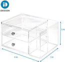 6 of 6:iDesign Plastic Vanity 2 Drawer Organizer with Side Caddy, 6.5x6.5x6.5 Inches, Clear 